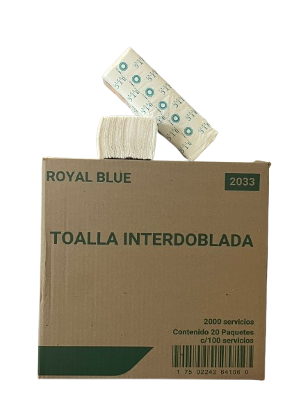 TOALLA INTERDOBLADA BLANCA ROYAL BLUE